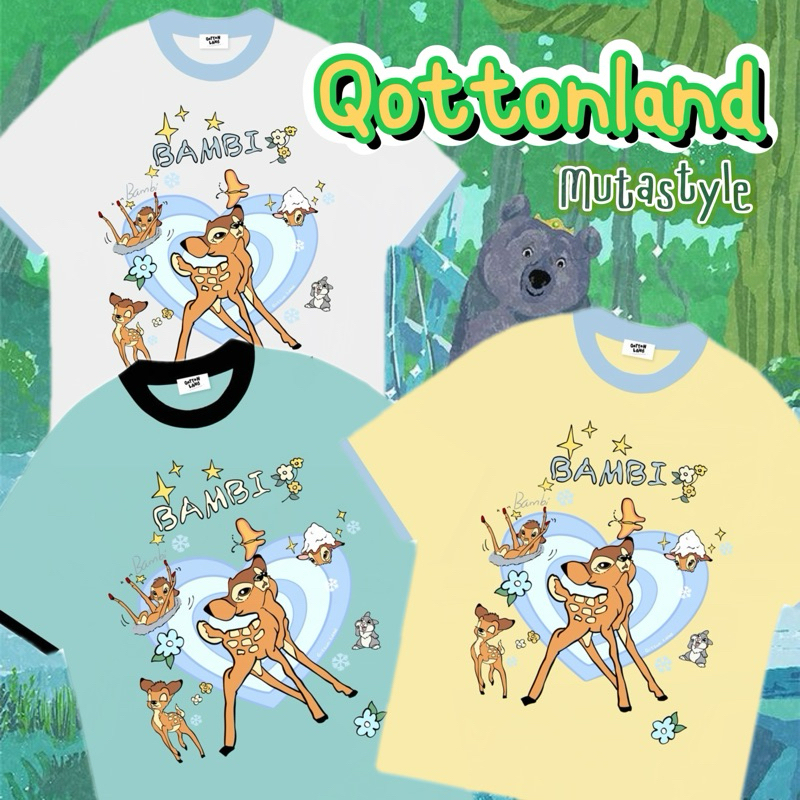 ◡̈ เสื้อQottonland ลายกวางแบมบี้ /อก44”