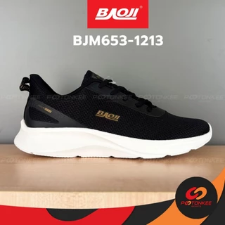 Baoji รองเท้าวิ่ง ผู้ชาย BJM653-1213, 1200 ผ้าใบดำล้วน ดำขาว บาโอจิ พร้อมส่ง