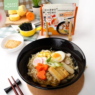 Happy Munchy บะหมี่เด็ก รสอุด้งไก่ มาม่าเด็ก เส้นอบไม่ทอด น้ำซุปหอม กลมกล่อม มีฮาลาล สำหรับ 2 ขวบ+