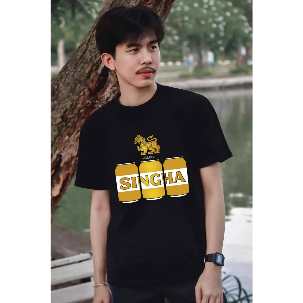 เสื้อยืดสกรีนลาย " สิงห์กระป๋อง " เสื้อยืดผ้า COTTON 100% เสื้อยืดคอตตอน 100% เสื้อยืดผ้าฝ้าย 100%
