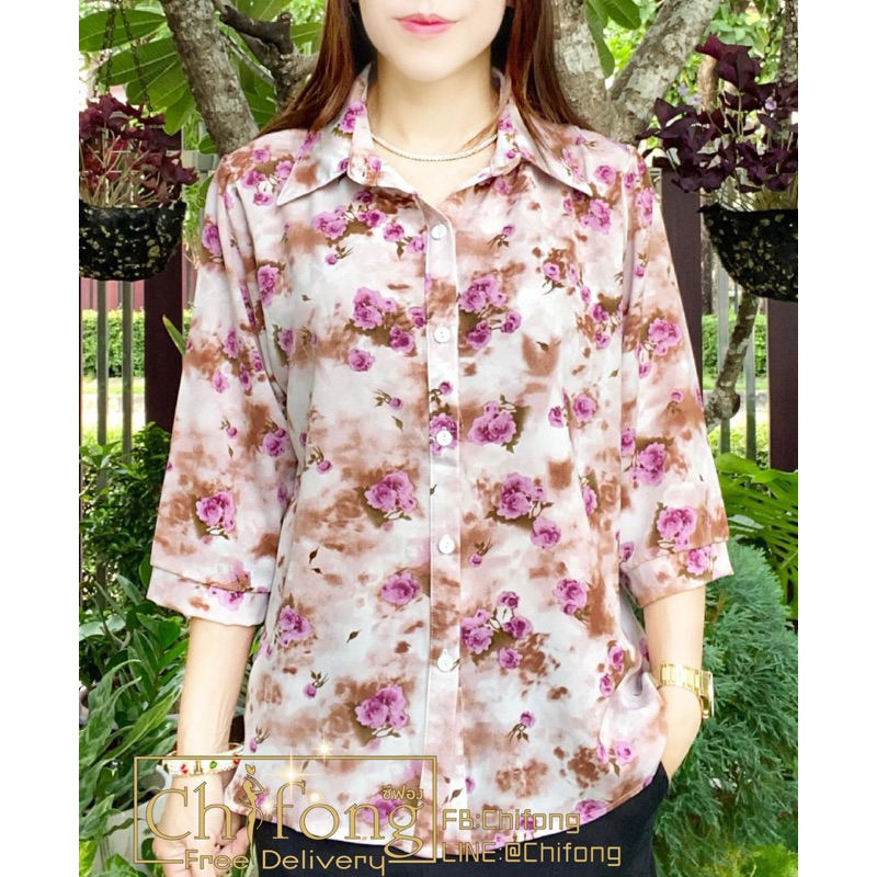 เสื้อผู้ใหญ่ เสื้อเชิ้ตลายดอก ใส่เที่ยว ใส่ทำงานได้