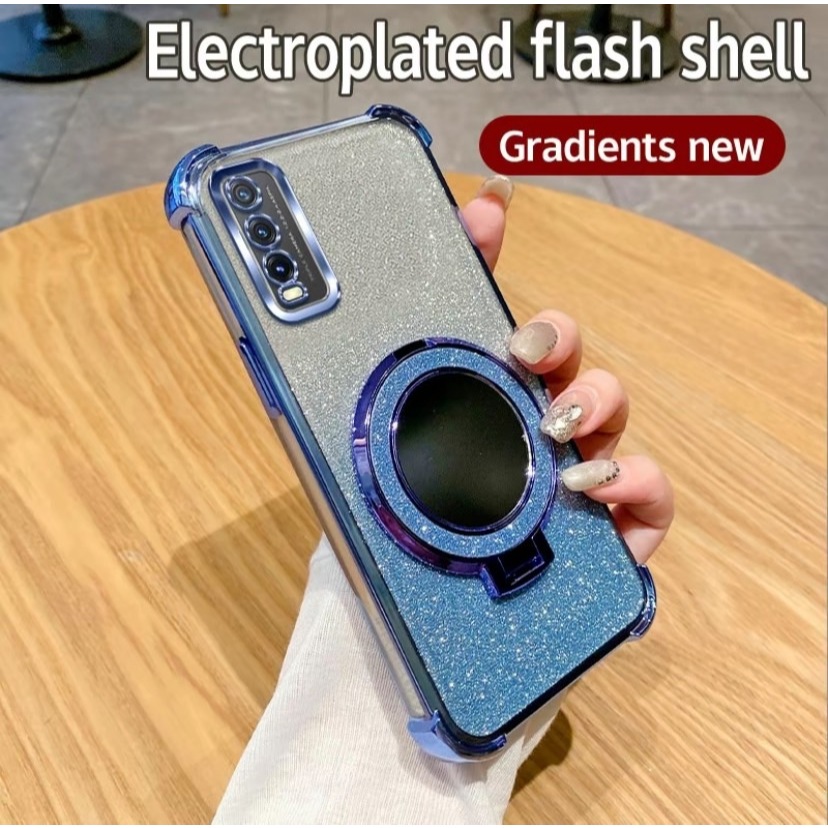 เคสโทรศัพท์ กริตเตอร์ หรูหรา  สำหรับรุ่น vivo Y11 Y12 Y15 Y17 เคส กันกระแทกมุม ป้องกันกล้อง กระจก แต่งหน้า ตั้งได้ F2 - รูปที่ 5