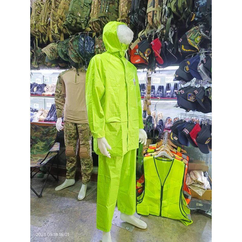 ชุดกันฝนเสื้อและกางเกง มีฮูด เนื้อผ้า PVC thumbnail 4