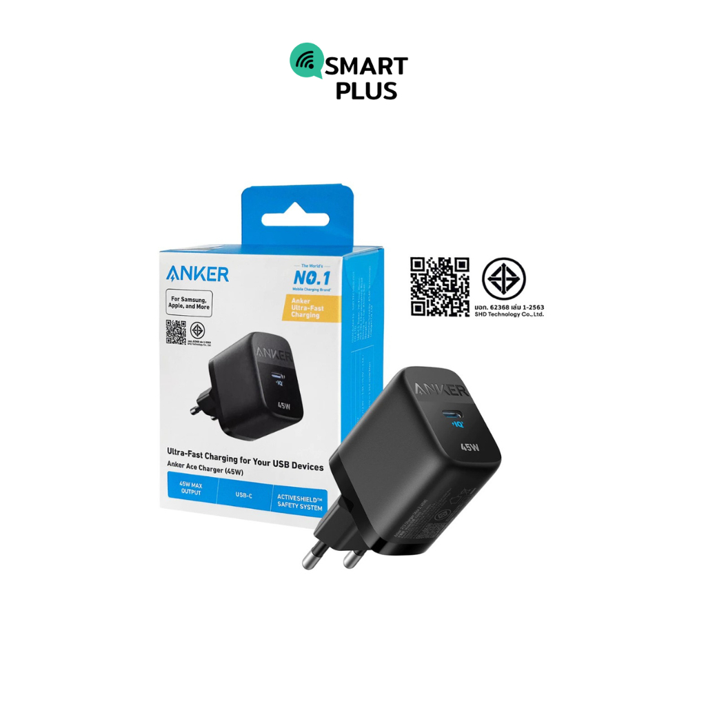 Adapter USB-C Charger Super Fast Charging 45W  Anker 313 (รับประกันศูนย์ 24 เดือน) (smartplus)