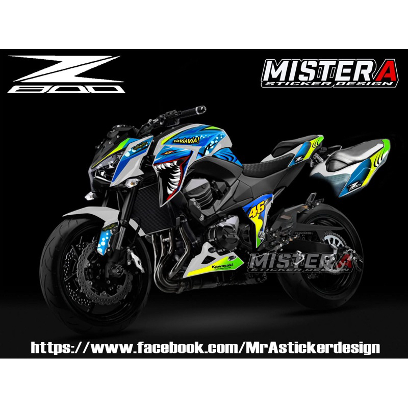(Mr.AM) ชุดสติ๊กเกอร์ [เกรด Premium] Kawasaki Z800 (SHARK)