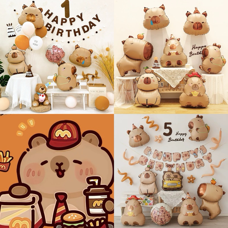 ลูกโป่งคาปิบาร่า มีหลายแบบ สินค้าพร้อมส่ง น่ารักๆ ฟอยล์คาปิบาร่า