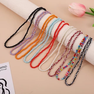 พร้อมส่ง🪸สร้อยคอลูกปัดสีพื้นล้วน สีผสม สร้อยคอใส่ไปทะเล
