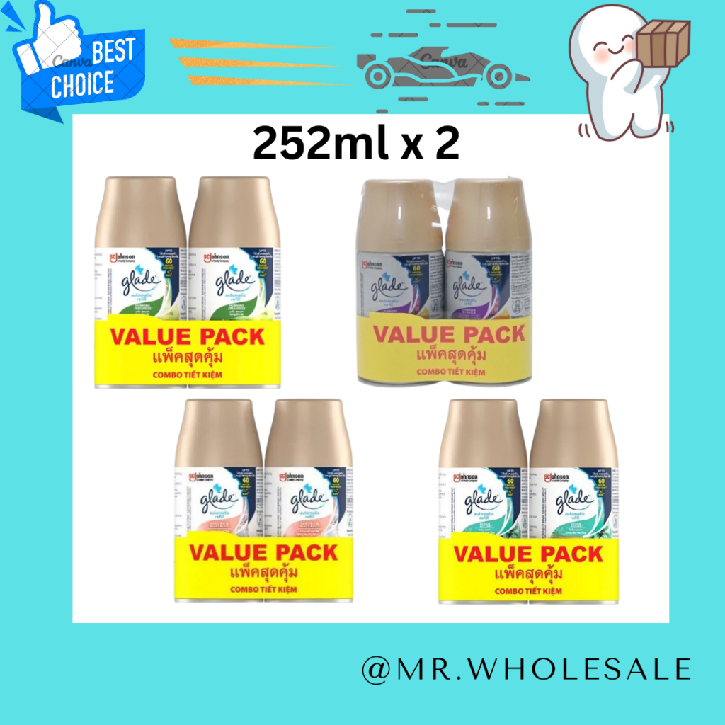 (แพคคู่คุ้มกว่า) รีฟิล Glade สเปรย์ปรับอากาศ ออโตเมติค  สำหรับปรับอากาศภายในบ้าน ใช้กับเครื่องพ่นน้ำหอมเกลด