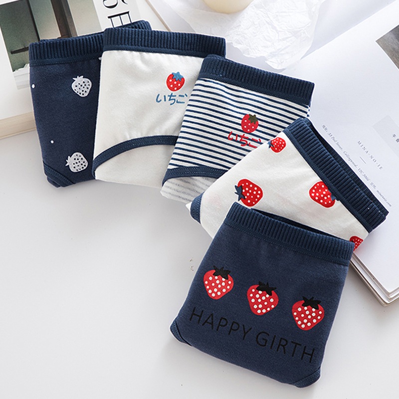 กางเกงชั้นใน น่ารัก สตรอเบอร์รี่ เนื้อผ้านุ่ม ระบายอากาศได้ดี กางเกงชั้นในผู้หญิง NY040