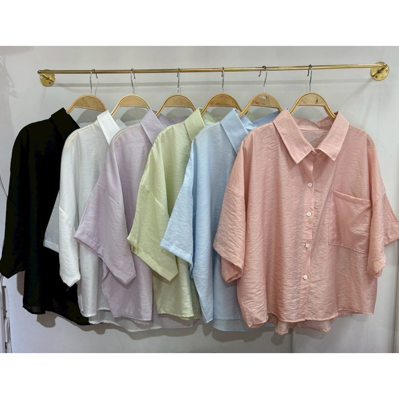 (หน้าผ้า 50 นิ้ว) เสื้อครอปสาวอวบแขนสั้น เสื้อแฟชั่นคนอวบ เนื้อผ้าไหมใส่สบาย เสื้อผ้าแฟชั่นสาวอวบอ้วน fashionplussize