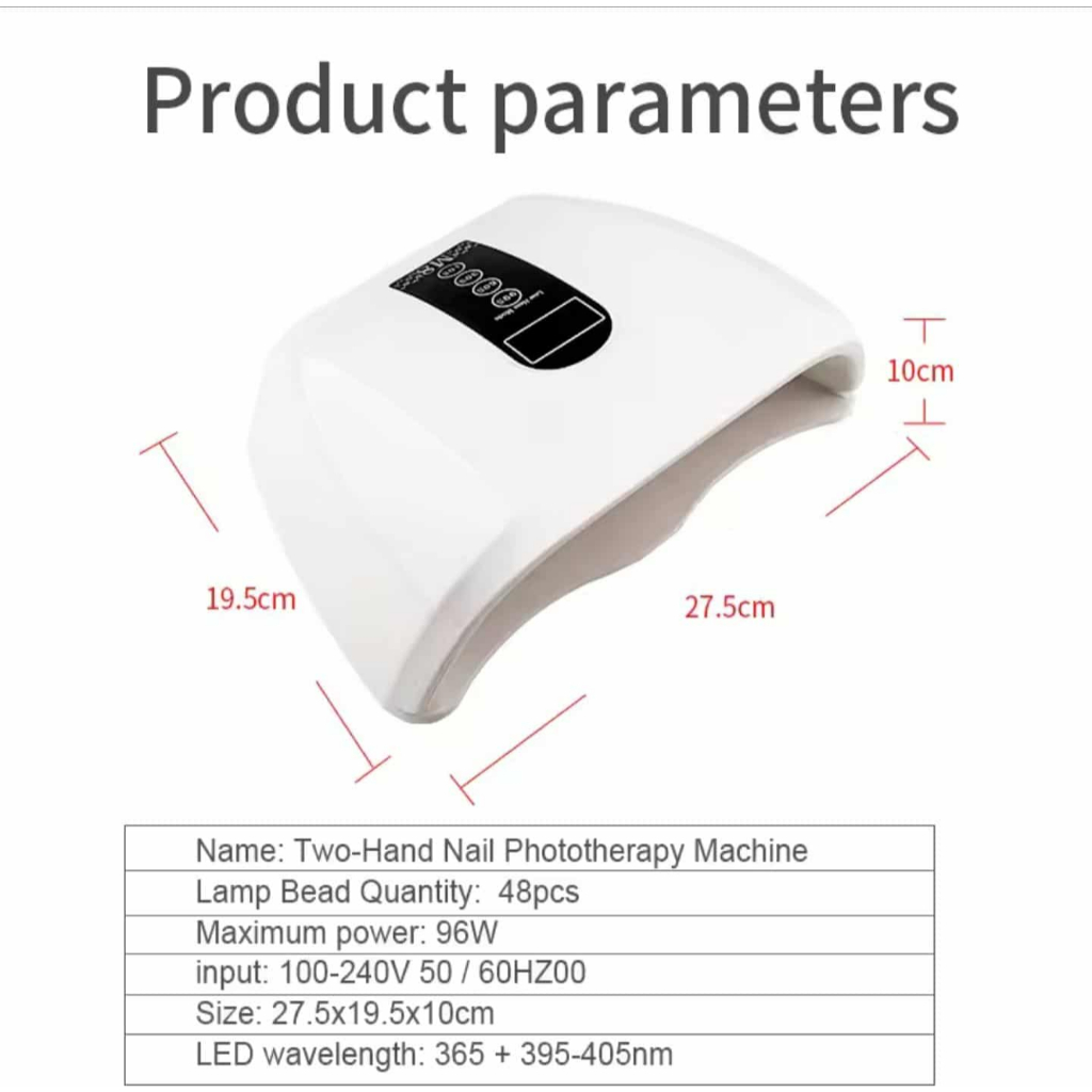 เครื่องอบเล็บเจล UV/LED 96W อบได้2มือพร้อมกัน ระบบสัมผัส