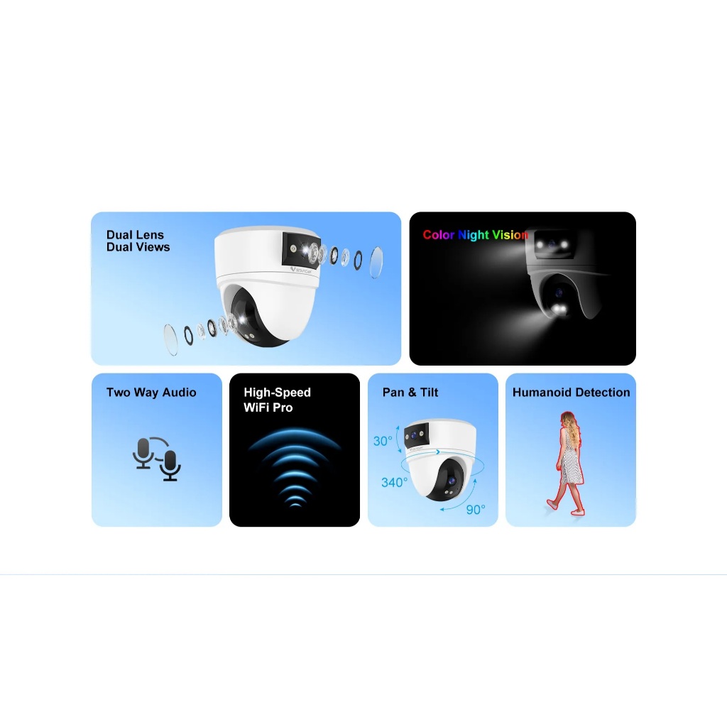 Vstarcam CS2DR (เลนส์คู่) IP Camera กล้องวงจรปิดไร้สาย ความละเอียด 3MP(1296P) indoor มีAI+