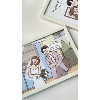 กรอบรูปพร้อมวาดรูป รูปวาดมินิมอล ของขวัญ กรอบขนาด A4❗️