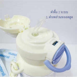 กระติกน้ำเด็ก ลายการ์ตูน 2 in 1 มีหลอดดูด+ยกดื่ม ขนาด 650 ml (พร้อมส่ง)