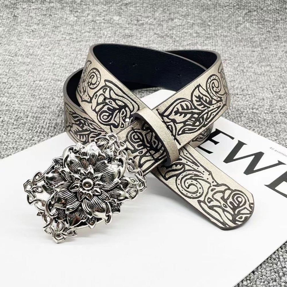 เข็มขัดผู้หญิงแฟชั่นวินเทจ สายกว้าง สไตล์พังค์ ประดับหมุด Punk rock style belt - รูปที่ 3