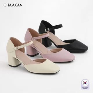 CHAAKAN [นำเข้าเกาหลี 100%] Selma Mary Jane Heels รองเท้าส้นสูงแมรี่เจนผู้หญิง ส้นบล็อก 6ซม. เปิดข้าง เบา ไม่บาดผิวเท้า