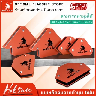 MUSCLE COW แม่เหล็กจับฉาก 6 ตัวชุด จิ๊กซอว์แม่เหล็ก เหล็กจับฉาก ตัวเข้ามุมฉาก ฉากแม่เหล็ก เข้ามุม เชื่อมโลหะ เชื่อมงานเห