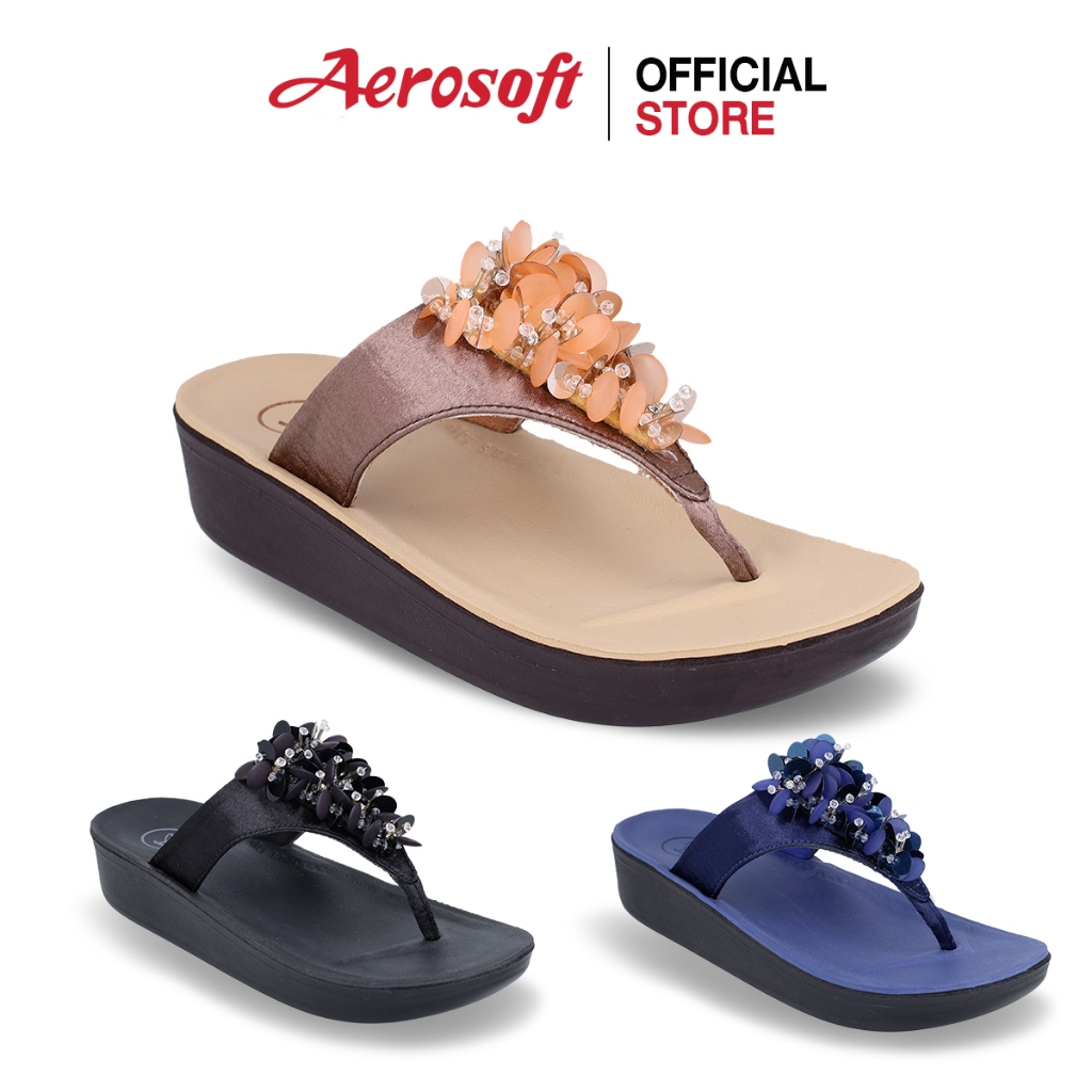 Aerosoft (แอโร่ซอฟ) รองเท้าแตะ ผู้หญิง รองเท้าแฟชั่น แบบหนีบ นิ่มๆ เพื่อสุขภาพ ร