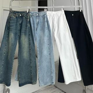 PTJ32182 กางเกงยีนส์ขากระบอกใหญ่แต่งจีบด้านข้าง PROMTHONG