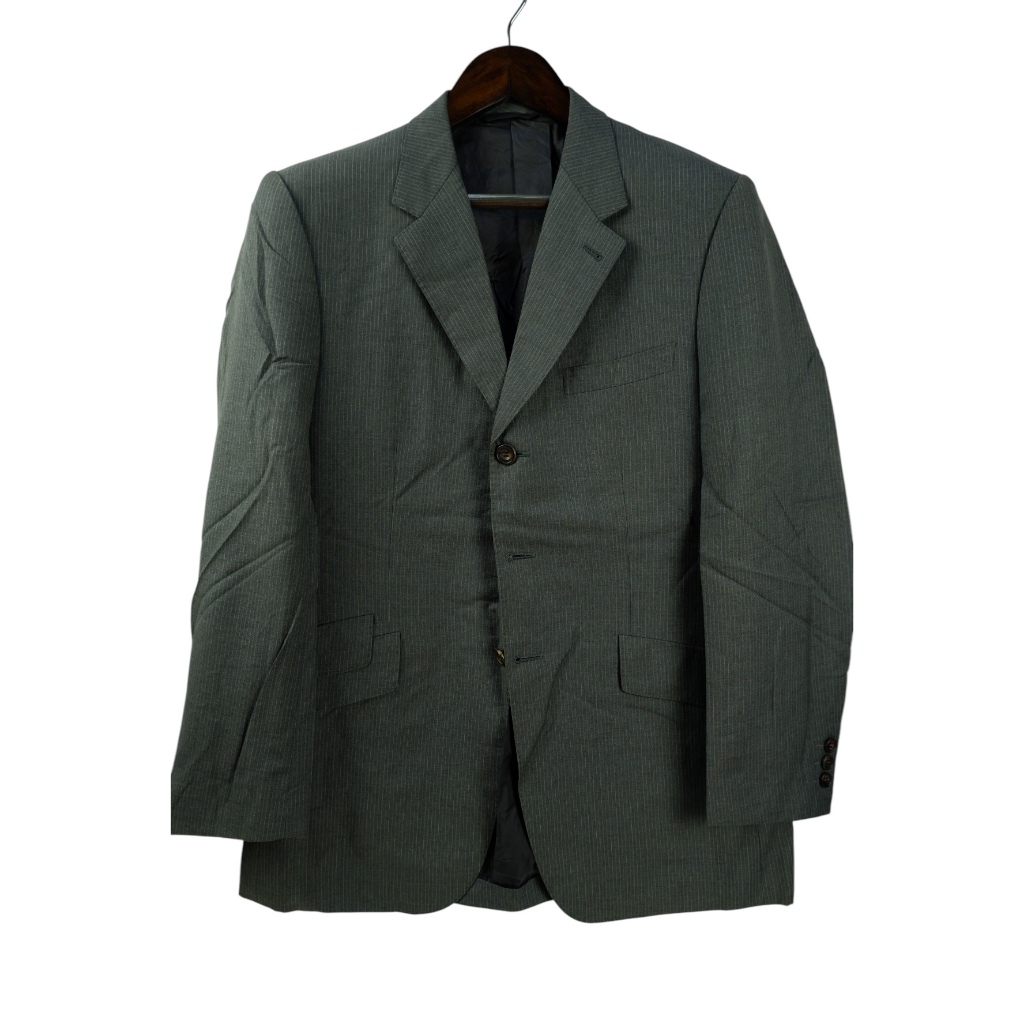 สูท Paul Smith Zegna อก42 ผ้าWool สีเทา ลายStripe Japan Full Canvas สูทผู้ชาย สูทผู้หญิงสูทแบรนด์เนม