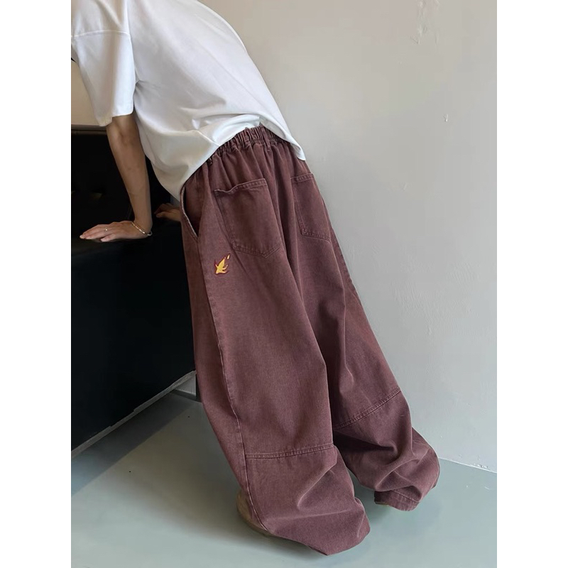 [พร้อมส่ง] Spenzer.street | Redwine Smock🖤 กางเกงทรงกระบอก เสื้อผ้าสตรีท เนื้อผ้าดี คุณภาพแน่น ฮิต u