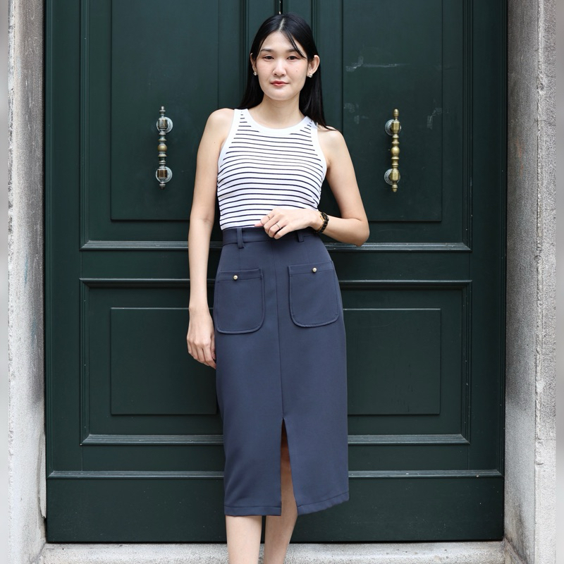 OCTOBER7th - Baggy Skirt กระโปรงทรงสอบ ผ่าหน้า (มี 5 สี)