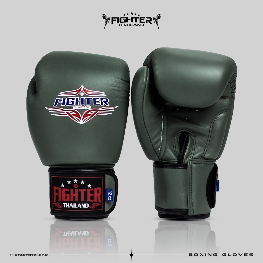 Fighter Boxing gloves Genuine leather นวมชกมวย นวมต่อยมวย นวมเเข่ง นวมซ้อม นวมนักมวย (หนังวัวแท้)