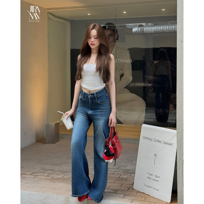 JS12161 - พร้อมส่ง Tixie Jeans ขาม้าทรงกระบอก