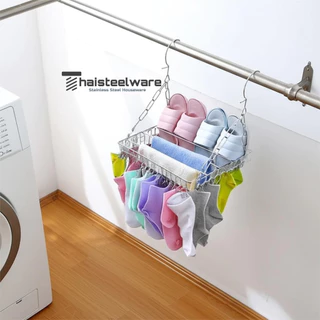 THAISTEELWARE ราวหนีบผ้า ราวตากผ้า ที่ตากผ้า แบบสแตนเลสแท้ ไม่ขึ้นสนิม พร้อมตัวหนีบ