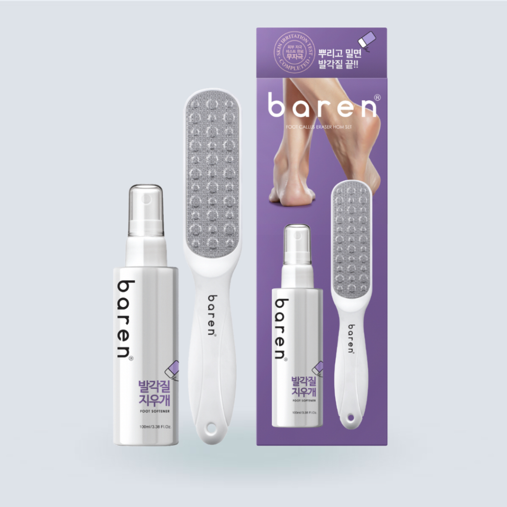 Baren Foot Softner At-Home Kit ; Foot Softner (100ml) + Foot File ชุดที่ขัดส้นเท้า [กําจัดผิวที่ตายแล้ว, ขัดผิว]