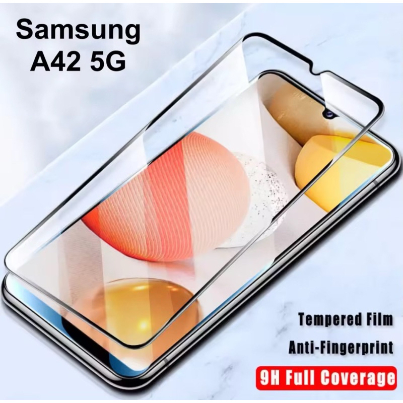 ฟิล์มกระจกนิรภัย Samsung galaxy A42 5G ฟิล์มเต็มจอ ฟิล์มขอบดำ ฟิล์มกันกระแทก Tempered Glass ฟิล์มA42