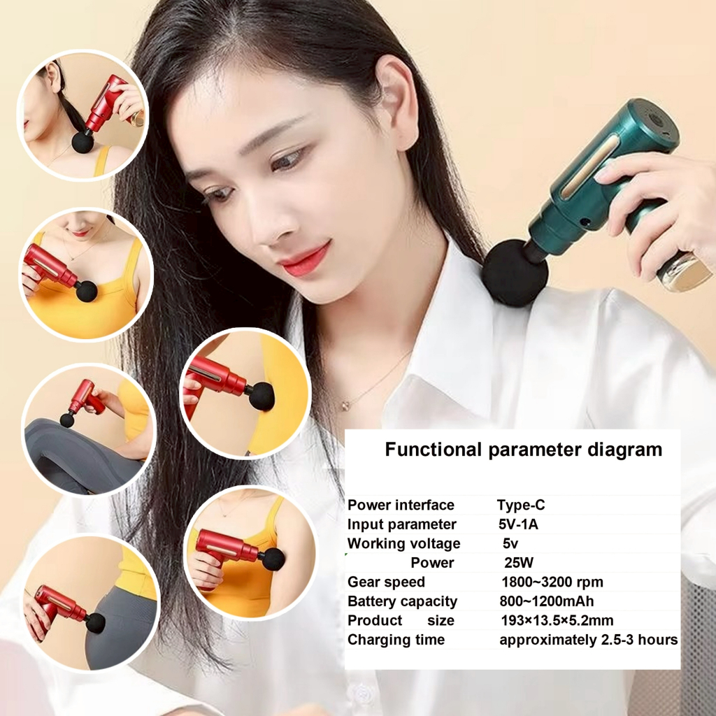 ปืนนวดไฟฟ้า PAE-9048 สำหรับนวดกล้ามเนื้อ นวดไหล่คอ แขน ขา Mini Massage Gun เครื่องนวด สะดวก ทนทาน - รูปที่ 5