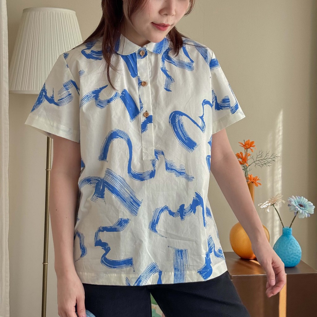 katji / พร้อมส่ง เสื้อปกบัว LuLu shirt ผ้าพิมพ์ลาย - รูปที่ 2