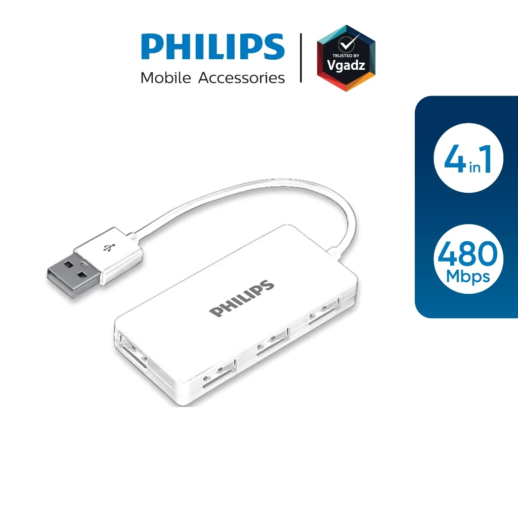 Philips - อุปกรณ์เชื่อมต่อ Port USB รุ่น 4 in 1 Hub