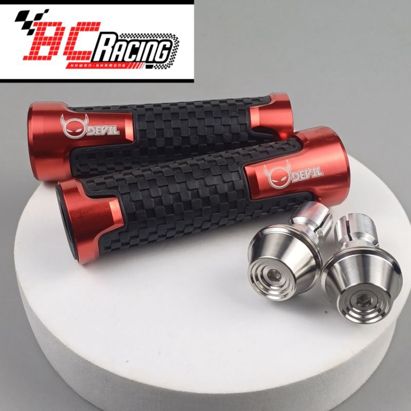 ชุดปลอกแฮนด์(เดเวิล)สีแดง+อุดปลายแฮนด์ ทรงเดิมสีสแตนเลส (ซื้อแยกได้)  โนวา เทน่า โซนิค ls msx wave d