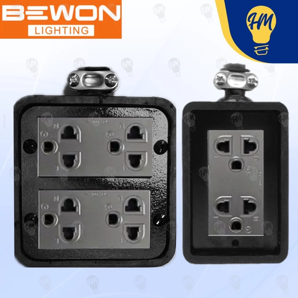 Bewon ปลั๊กไฟ บล็อคยาง พร้อมปล๊กกราวด์คู่ 2X4 , 4X4