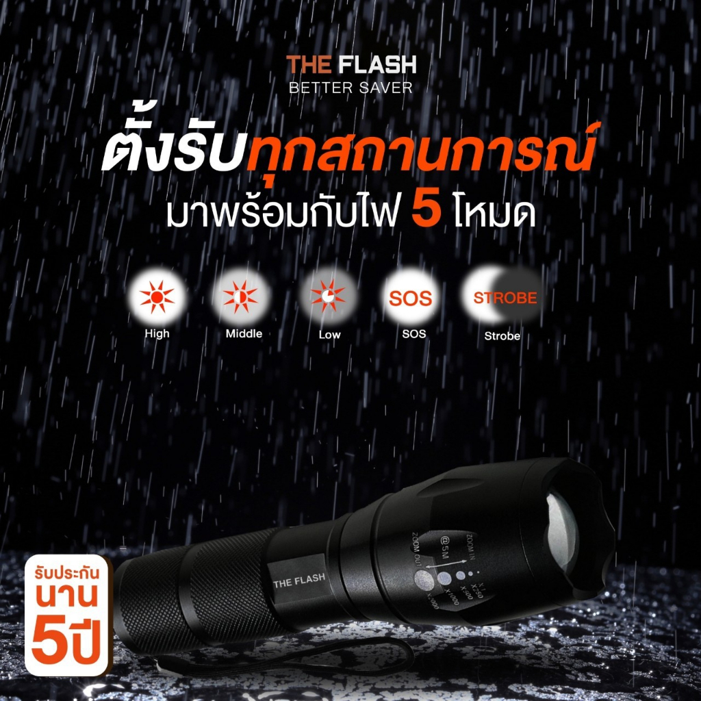 VRFITFIRST ไฟฉายพลังสูง 🔥 รุ่นขายดีในอเมริกา | สว่างจัด ซูมได้ กันน้ำ ถึกทน | ประกันศูนย์ไทย 5 ปี - รูปที่ 7