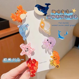 กิ๊บเล็ก รูปร่างสัตว์ใต้น้ำน่ารัก สีสันสดใส วัสดุอะซิเตทอะครีลิค คลิปปากเป็ด คุณภาพดี