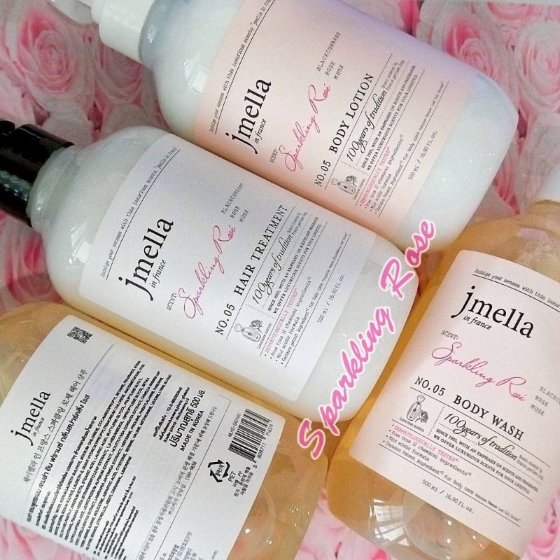 💥เก็บโค้ดทักเเชท💥🌷Jmella in France Sparkling Rose 🌷500ml (Shampoo,treatment,lotion,wash)กลิ่นฟรุ๊ตตี