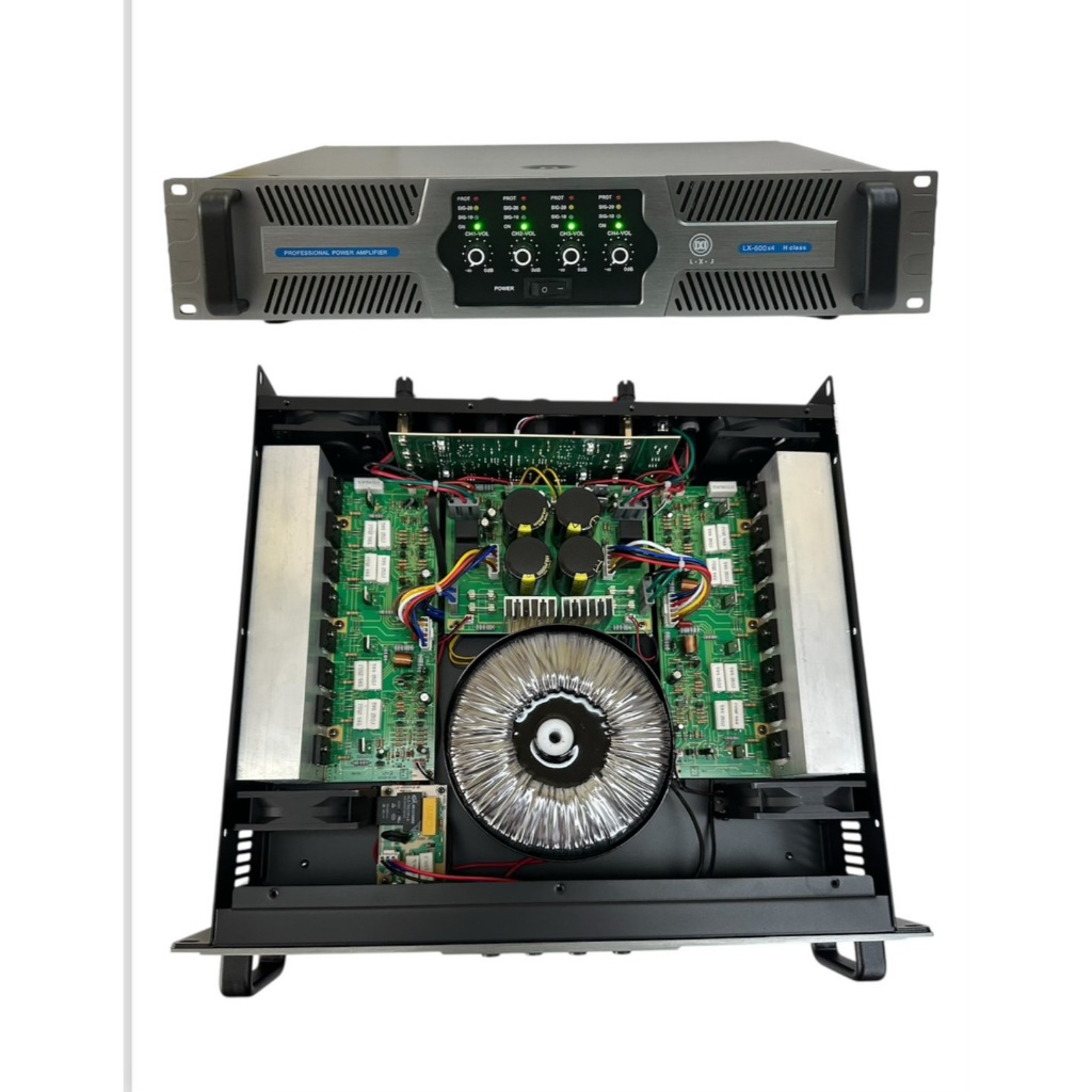 เพาเวอร์แอมป์ขยาย4ชาแนล4800W(4X1200WRMS)น้ำหนัก20.5KGเพาเวอร์แอมป์กลางแจ้งขับดอกลำโพง 18 นิ้วLXJ LX-600X4