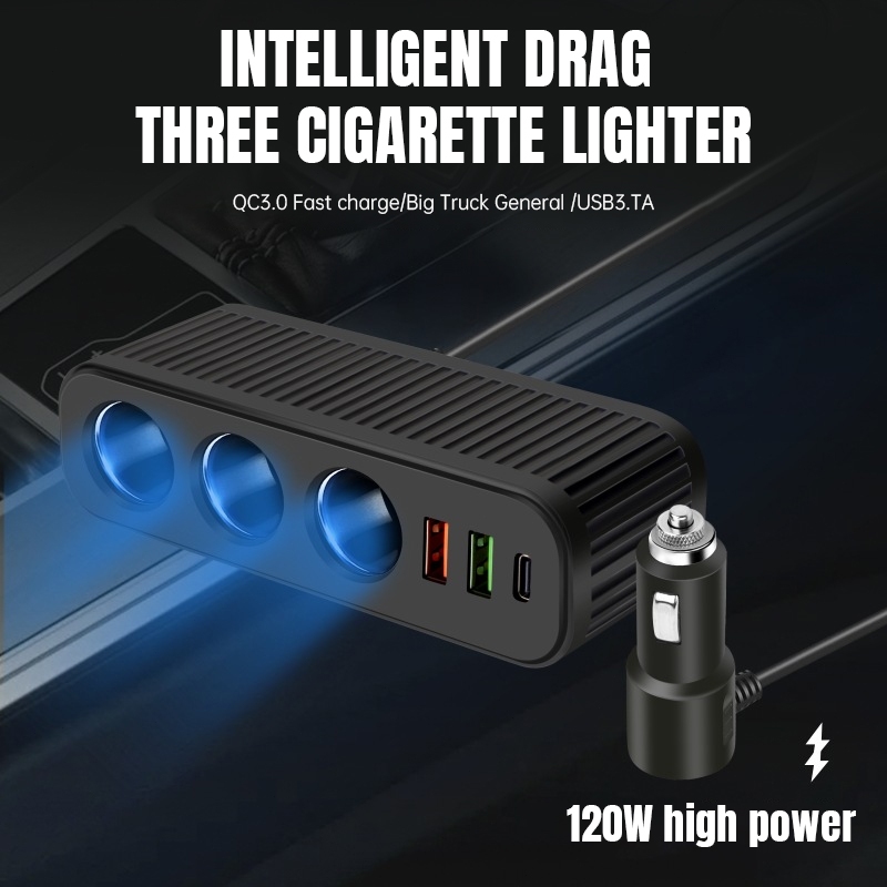 ที่ชาร์จเร็วในรถ กระทัดรัด USB-C 20W 128W พลังงานสูง 12V/24V พร้อมซ็อกเก็ต 3 ช่อง อะแดปเตอร์จุดบุหรี่ ราคา ถูกที่สุด ดีลบีเคเค แกลเลอรีภาพที่ 2