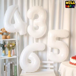 ลูกโป่งตัวเลขสีขาว 32/40นิ้ว ลูกโป่งวันเกิด สําหรับตกแต่งปาร์ตี้วันเกิด 0-9