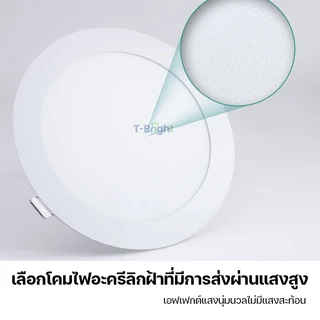 โคมไฟดาวน์ไลท์ ฝังฝ้า LED ฝังฝ้า ติดฝ้าเพดาน 24W 18W 12W 9W 6W ดาวไลท์ แบบบาง กลม