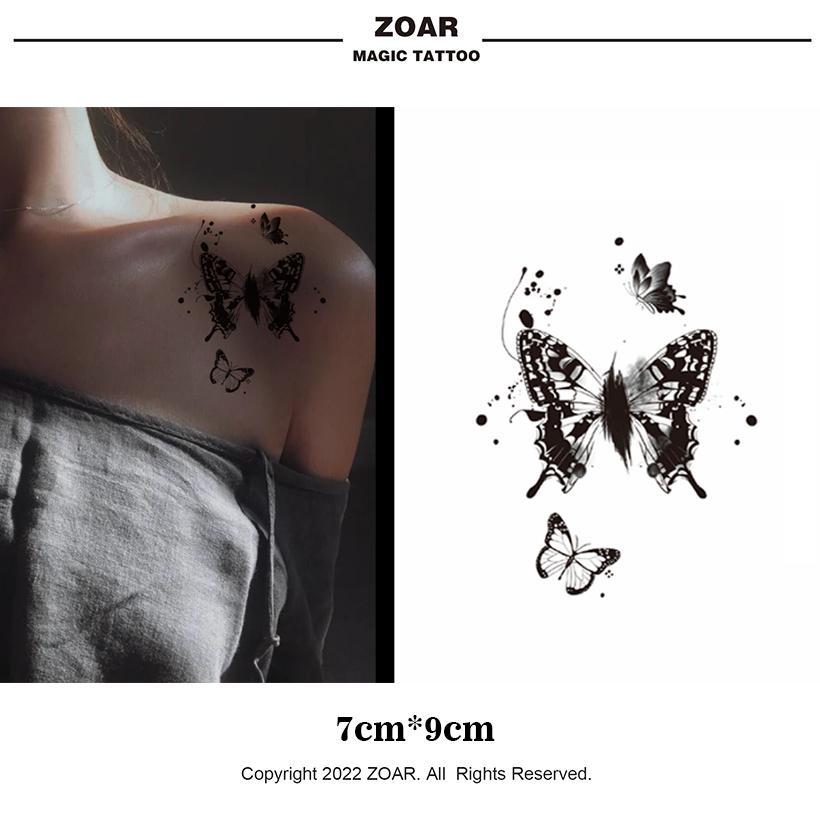 COD⚡แทททู ZOAR-013🚛Magic tattoo ผีเสื้อ สติ๊กเกอร์รอยสัก กันน้ำ รอยสัก ลายสัก 15 วัน สีดำ