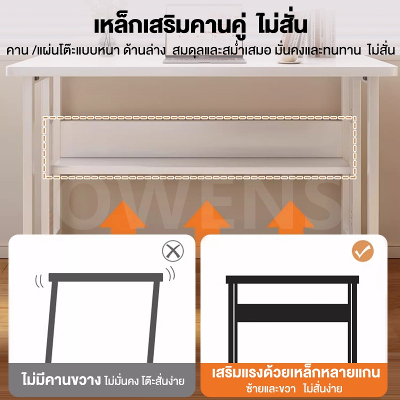 Owens💥โต๊ะทำงาน โต๊ะพับ 120/100/80/60CM ล้อสากล 360° เคลื่อนย้ายง่าย ใช้ที่บ้านและออฟฟิศ Computer Desk - รูปที่ 4