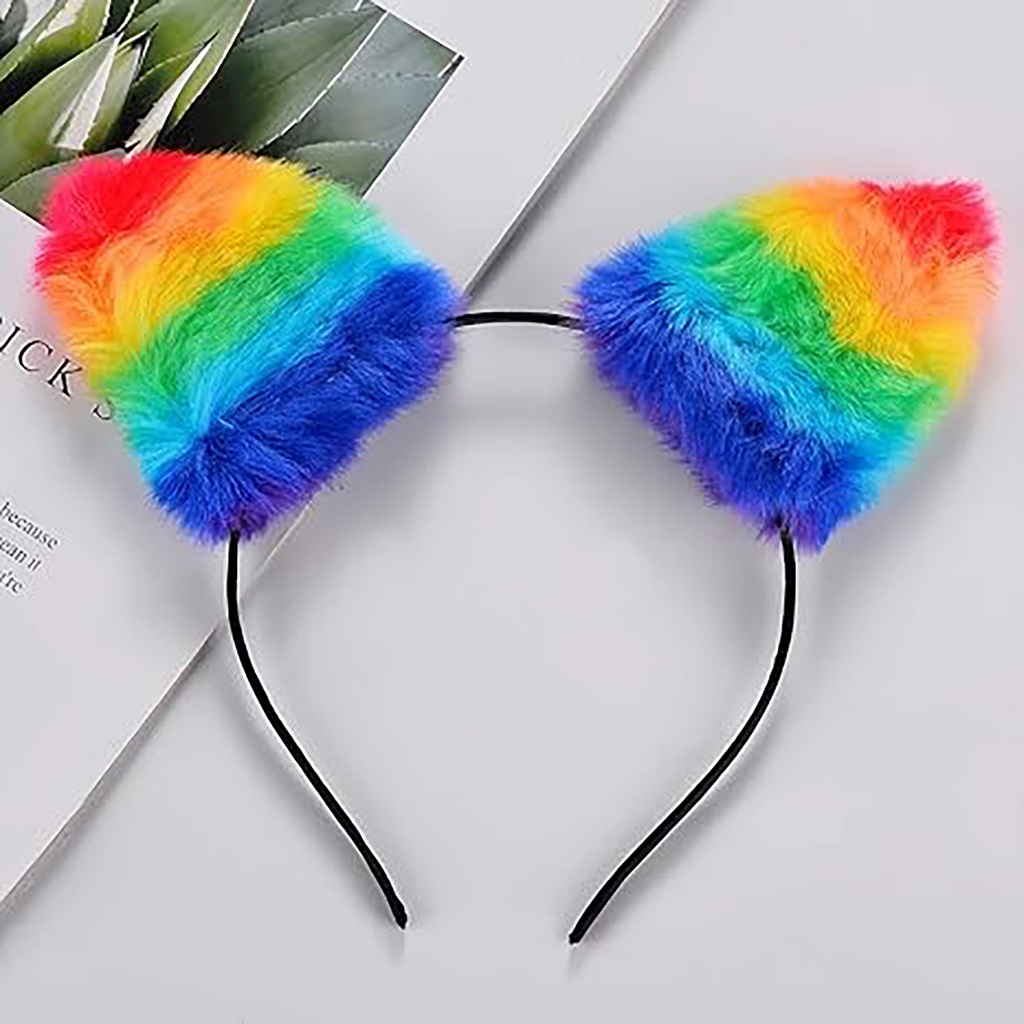 ที่คาดผมหูแมว ที่คาดผมสีรุ้ง สายรุ้ง สีรุ้ง หูแมว หลากสี Rainbow LGBT LGBTQ PRIDE Cat Ear Ears Headband Hair Accessories