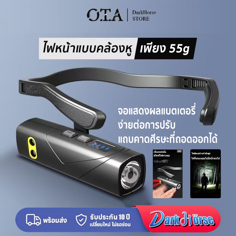 ไฟหน้า LED โคมไฟหัวสําหรับ ไฟหน้าแบบชาร์จ แบบคล้องหู/ถือด้วยมือ สำหรับเดินป่า ตั้งแคมป์ งานฉุกเฉิน