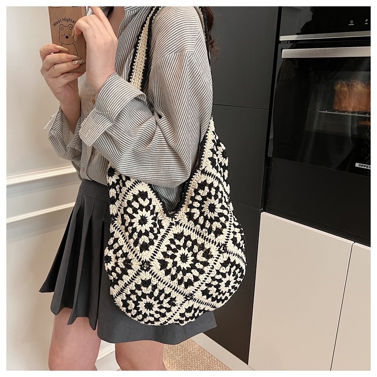 B219)vintage style hand woven pure cotton fabric unique style wide area zipper interior bag suitable for Photography