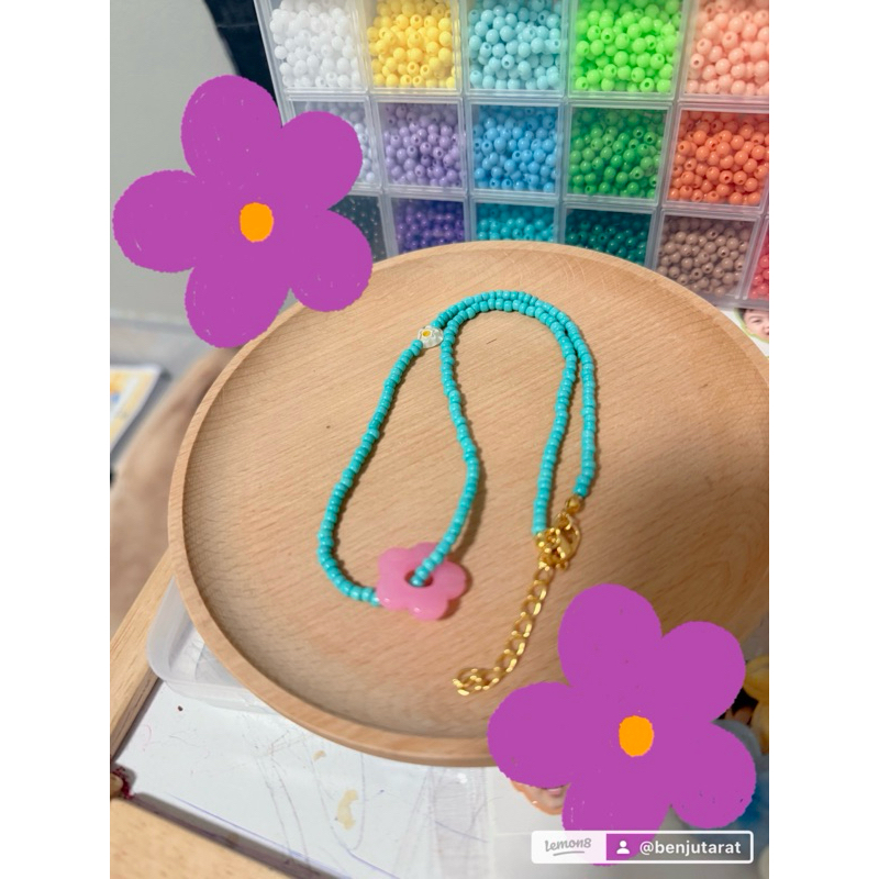 สร้อยคอลูกปัดDiy🍋🍋‍🟩🍏