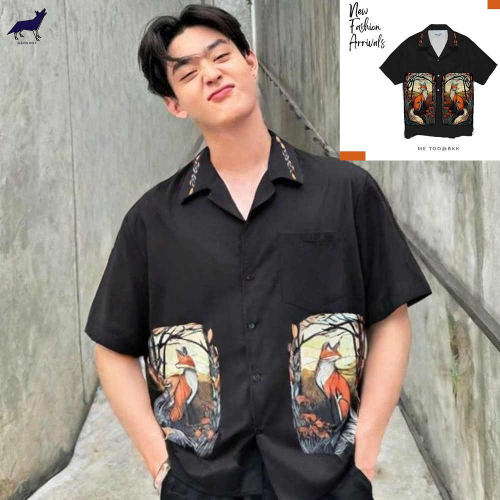 11.WOLF Hawaii Shirt  เสื้อเชิ๊ตแขนสั้นต่อลาย by 11.Wolf / H73